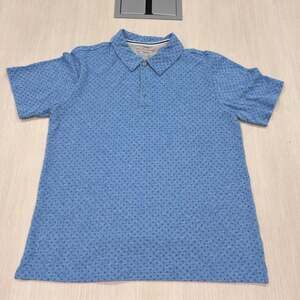Weatherproof Vintage Polo Shirt Size L Blue Geometric Print
